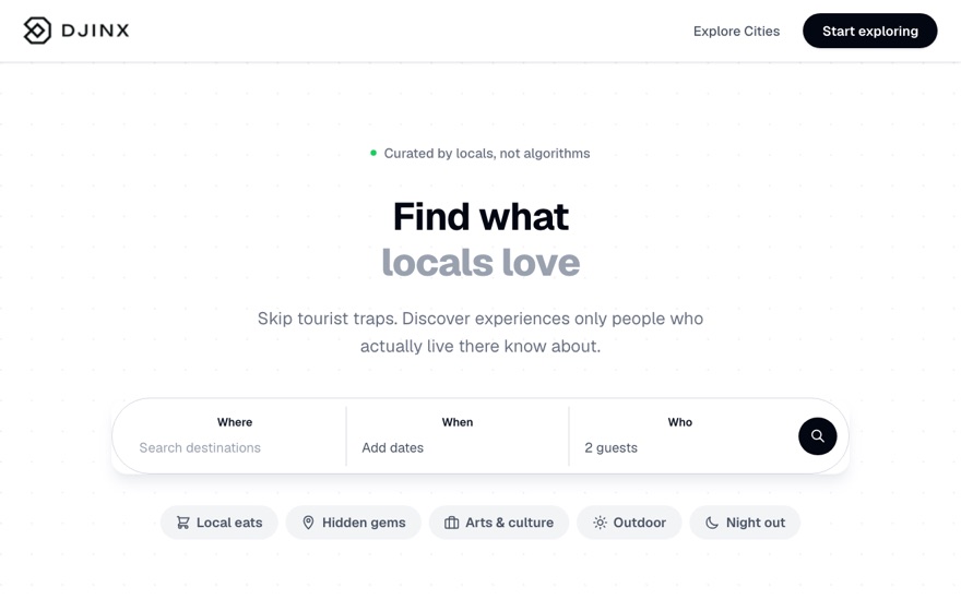 Djinx Concierge travel search for local experiences